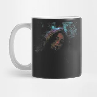 Beautiful girl, in dark place. Like cave. Dark but beautiful. Mug